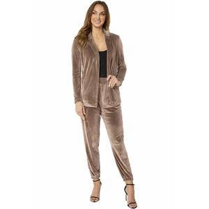NWOT Bobi Black Velour Jogger Pants Taupe‎ Elastic Waist Size Large